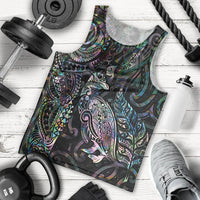 Aotearoa Moko Tribal Tattoo Men Tank Top New Zealand Maori Penguin and Fantail Paua Shell Style