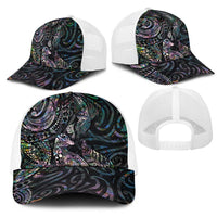 Aotearoa Moko Tribal Tattoo Mesh Trucker Cap New Zealand Maori Penguin and Fantail Paua Shell Style LT03 - Polynesian Pride