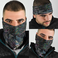 Aotearoa Moko Tribal Tattoo Neck Gaiter New Zealand Maori Penguin and Fantail Paua Shell Style