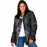 Aotearoa Moko Tribal Tattoo Padded Jacket New Zealand Maori Penguin and Fantail Paua Shell Style