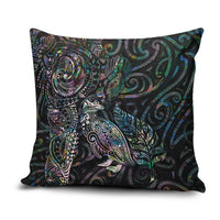 Aotearoa Moko Tribal Tattoo Pillow Cover New Zealand Maori Penguin and Fantail Paua Shell Style