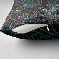 Aotearoa Moko Tribal Tattoo Pillow Cover New Zealand Maori Penguin and Fantail Paua Shell Style
