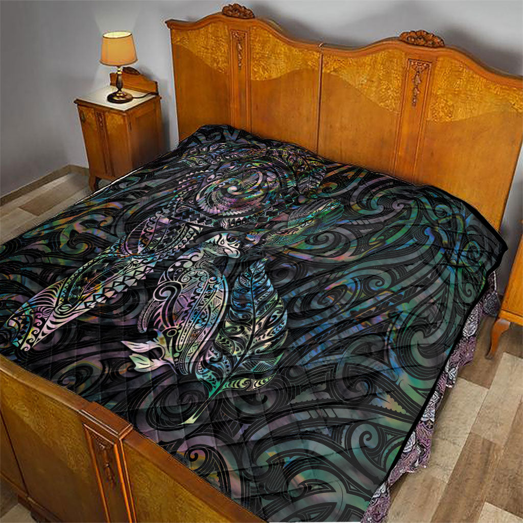 Aotearoa Moko Tribal Tattoo Quilt New Zealand Maori Penguin and Fantail Paua Shell Style