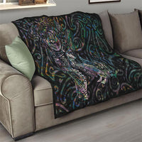 Aotearoa Moko Tribal Tattoo Quilt New Zealand Maori Penguin and Fantail Paua Shell Style
