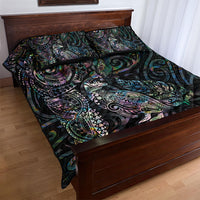 Aotearoa Moko Tribal Tattoo Quilt Bed Set New Zealand Maori Penguin and Fantail Paua Shell Style