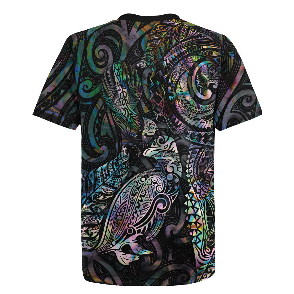 Aotearoa Moko Tribal Tattoo Rugby Jersey New Zealand Maori Penguin and Fantail Paua Shell Style