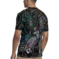 Aotearoa Moko Tribal Tattoo Rugby Jersey New Zealand Maori Penguin and Fantail Paua Shell Style