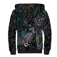 Aotearoa Moko Tribal Tattoo Sherpa Hoodie New Zealand Maori Penguin and Fantail Paua Shell Style LT03 - Polynesian Pride