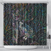 Aotearoa Moko Tribal Tattoo Shower Curtain New Zealand Maori Penguin and Fantail Paua Shell Style