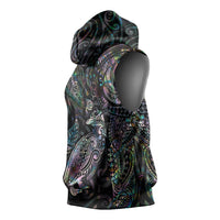 Aotearoa Moko Tribal Tattoo Sleeveless Hoodie New Zealand Maori Penguin and Fantail Paua Shell Style LT03 - Polynesian Pride