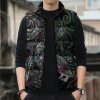 Aotearoa Moko Tribal Tattoo Sleeveless Puffer Jacket New Zealand Maori Penguin and Fantail Paua Shell Style