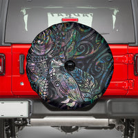 Aotearoa Moko Tribal Tattoo Spare Tire Cover New Zealand Maori Penguin and Fantail Paua Shell Style LT03 - Polynesian Pride