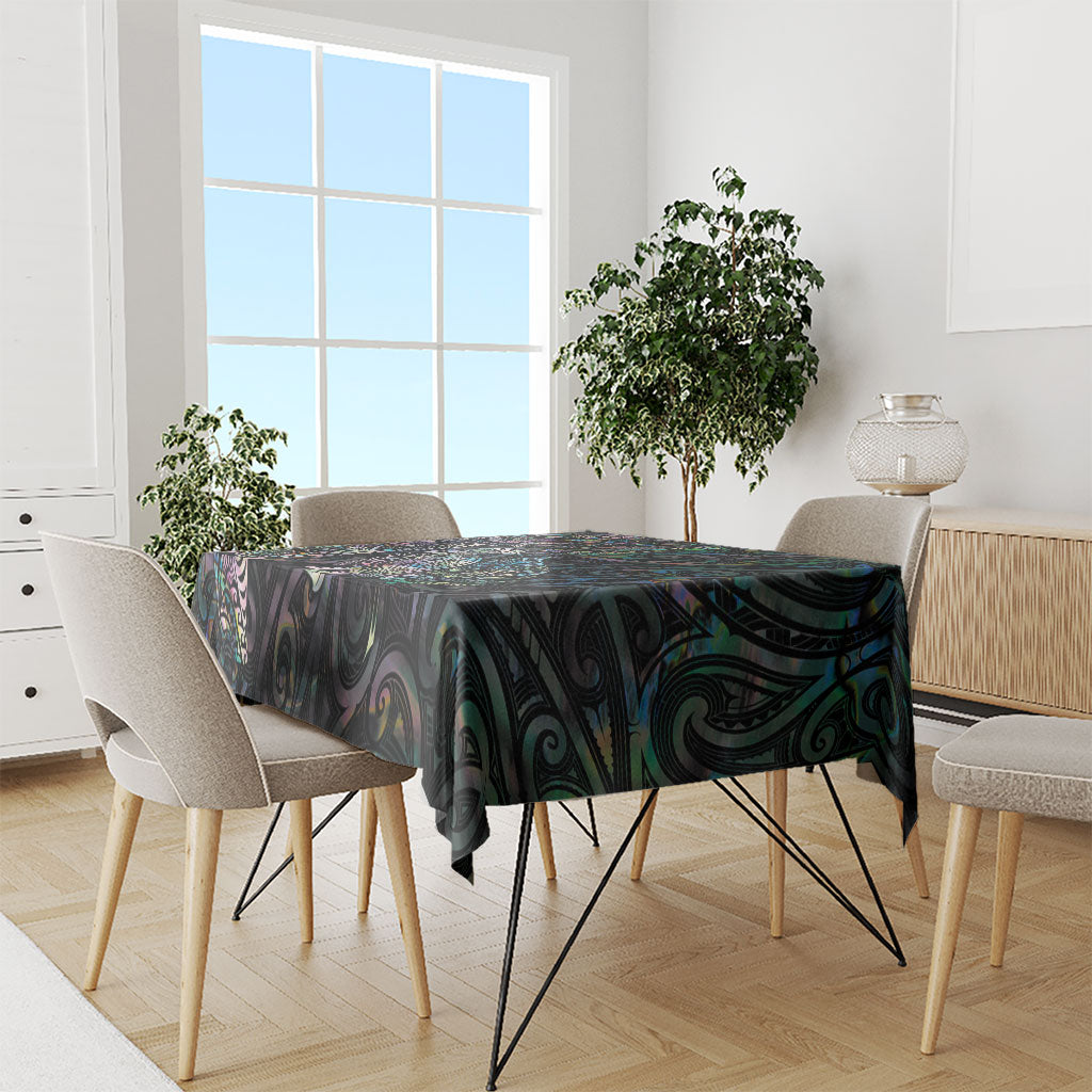 Aotearoa Moko Tribal Tattoo Tablecloth New Zealand Maori Penguin and Fantail Paua Shell Style LT03 - Polynesian Pride