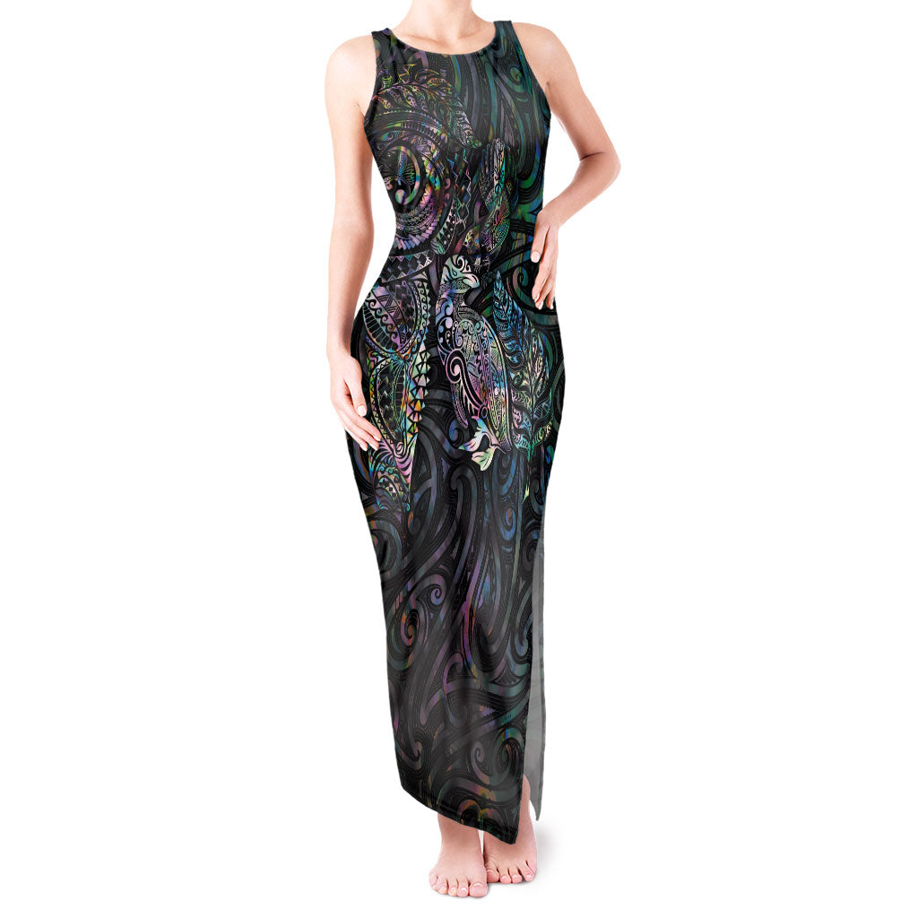 Aotearoa Moko Tribal Tattoo Tank Maxi Dress New Zealand Maori Penguin and Fantail Paua Shell Style LT03 Women Multicolor - Polynesian Pride