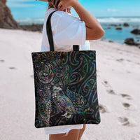 Aotearoa Moko Tribal Tattoo Tote Bag New Zealand Maori Penguin and Fantail Paua Shell Style