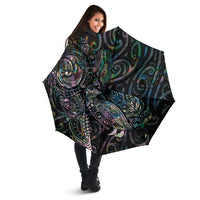 Aotearoa Moko Tribal Tattoo Umbrella New Zealand Maori Penguin and Fantail Paua Shell Style