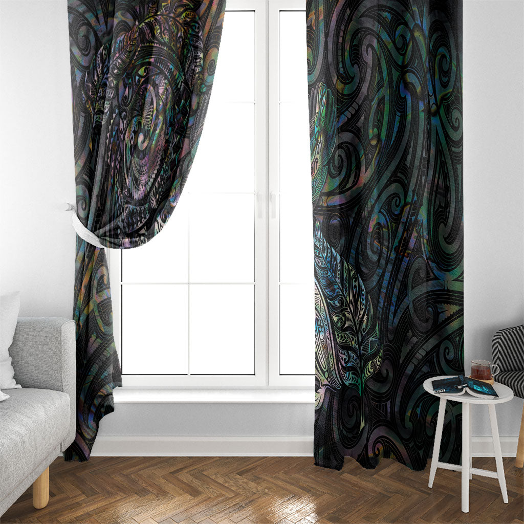 Aotearoa Moko Tribal Tattoo Window Curtain New Zealand Maori Penguin and Fantail Paua Shell Style