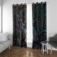 Aotearoa Moko Tribal Tattoo Window Curtain New Zealand Maori Penguin and Fantail Paua Shell Style
