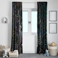 Aotearoa Moko Tribal Tattoo Window Curtain New Zealand Maori Penguin and Fantail Paua Shell Style