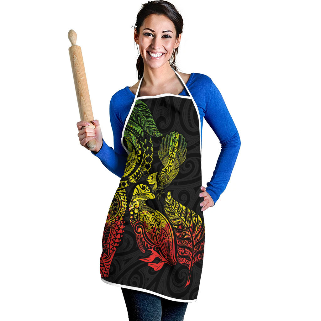 Aotearoa Moko Tribal Tattoo Apron New Zealand Maori Penguin and Fantail Reggae Style