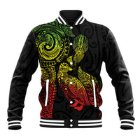 Aotearoa Moko Tribal Tattoo Baseball Jacket New Zealand Maori Penguin and Fantail Reggae Style