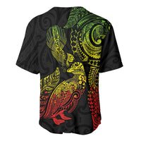 Aotearoa Moko Tribal Tattoo Baseball Jersey New Zealand Maori Penguin and Fantail Reggae Style