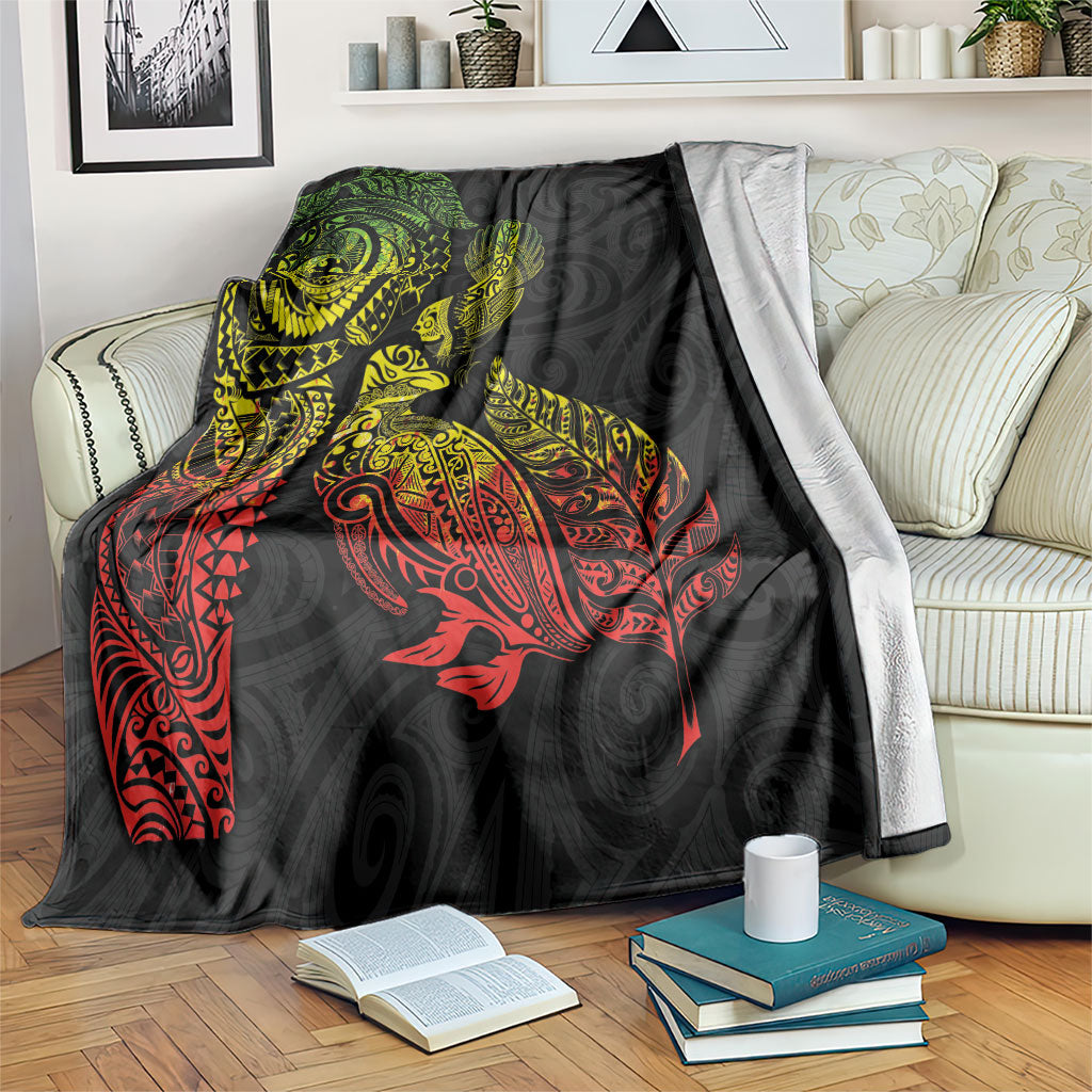Aotearoa Moko Tribal Tattoo Blanket New Zealand Maori Penguin and Fantail Reggae Style