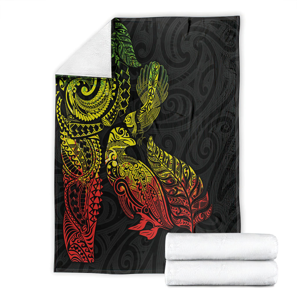 Aotearoa Moko Tribal Tattoo Blanket New Zealand Maori Penguin and Fantail Reggae Style