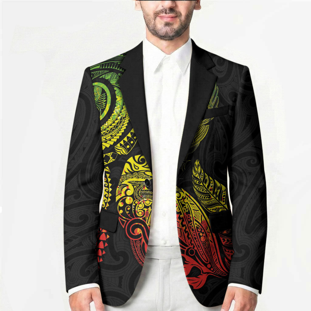 Aotearoa Moko Tribal Tattoo Blazer New Zealand Maori Penguin and Fantail Reggae Style