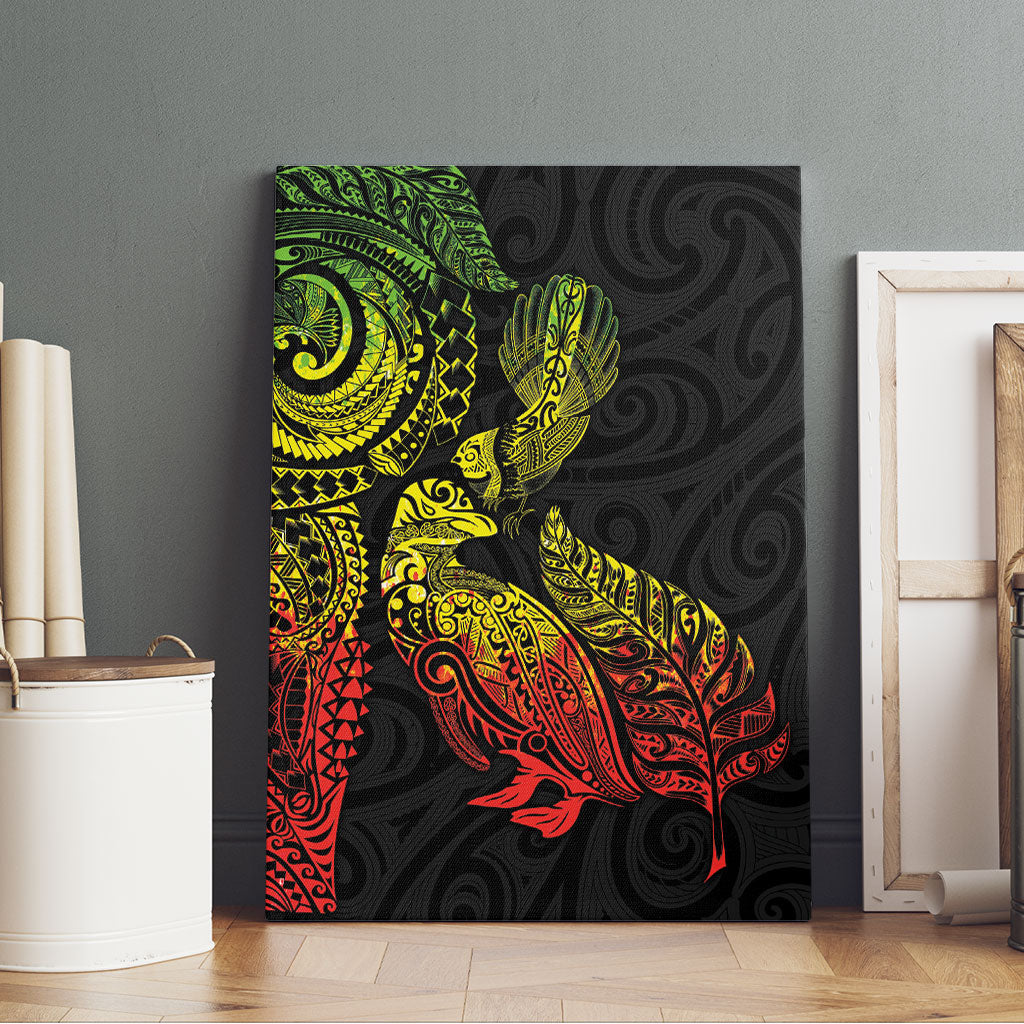 Aotearoa Moko Tribal Tattoo Canvas Wall Art New Zealand Maori Penguin and Fantail Reggae Style