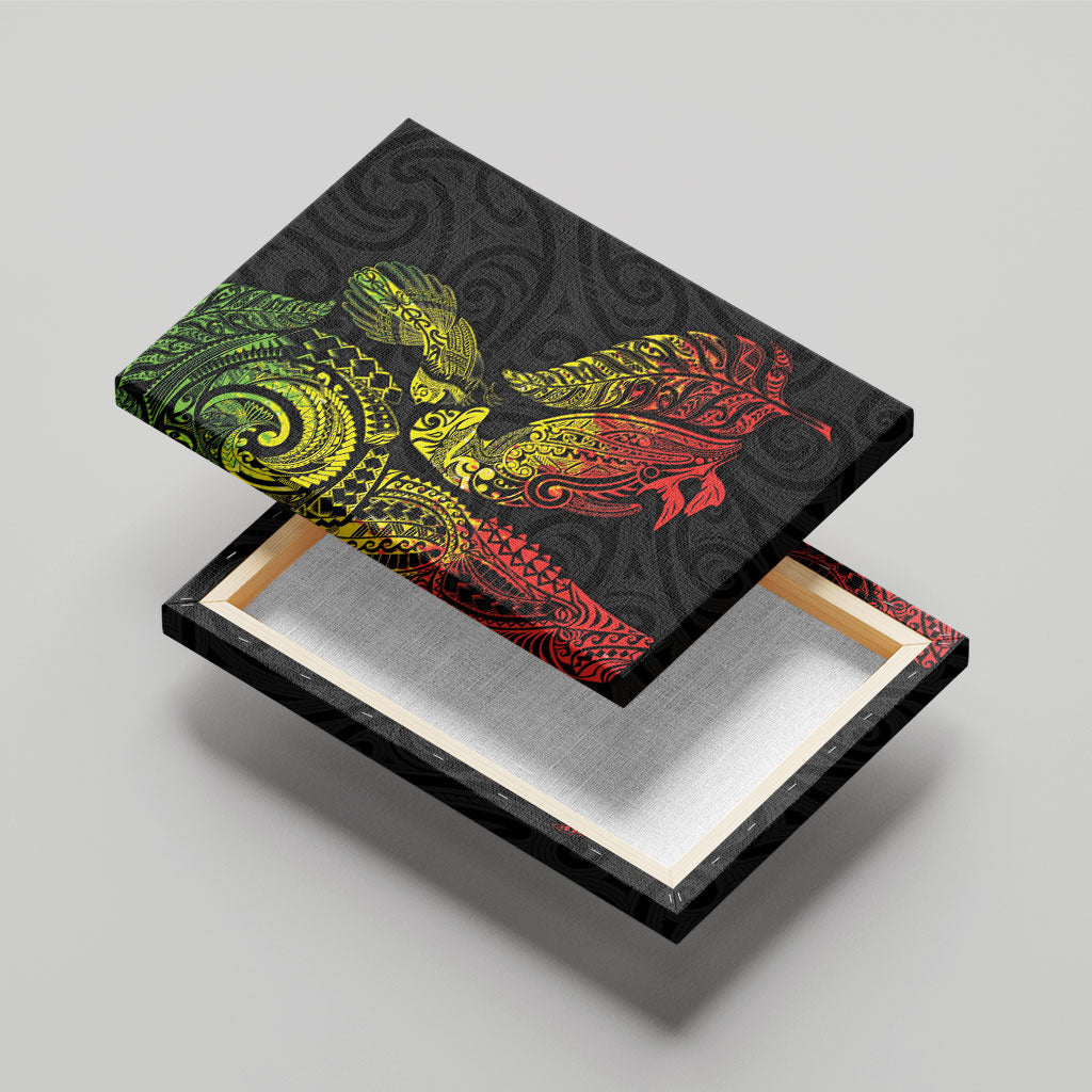 Aotearoa Moko Tribal Tattoo Canvas Wall Art New Zealand Maori Penguin and Fantail Reggae Style
