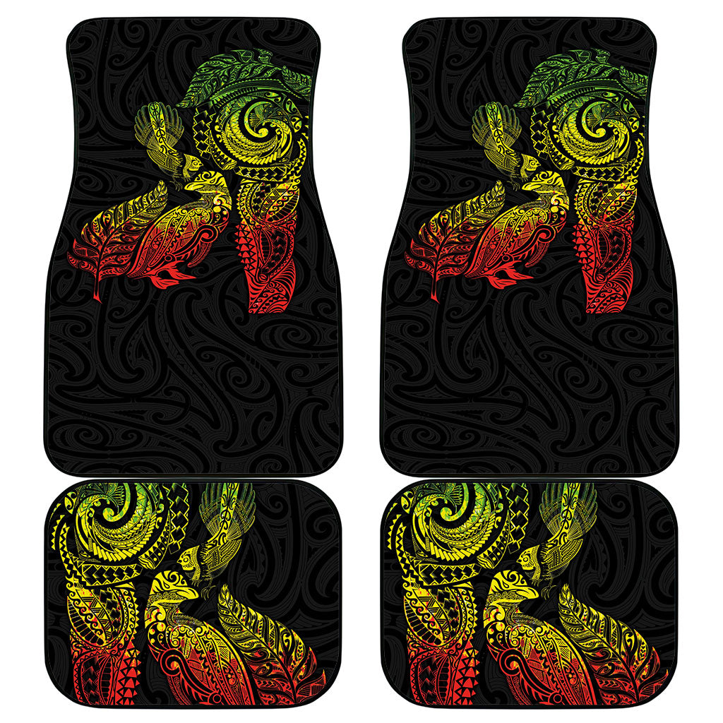 Aotearoa Moko Tribal Tattoo Car Mats New Zealand Maori Penguin and Fantail Reggae Style
