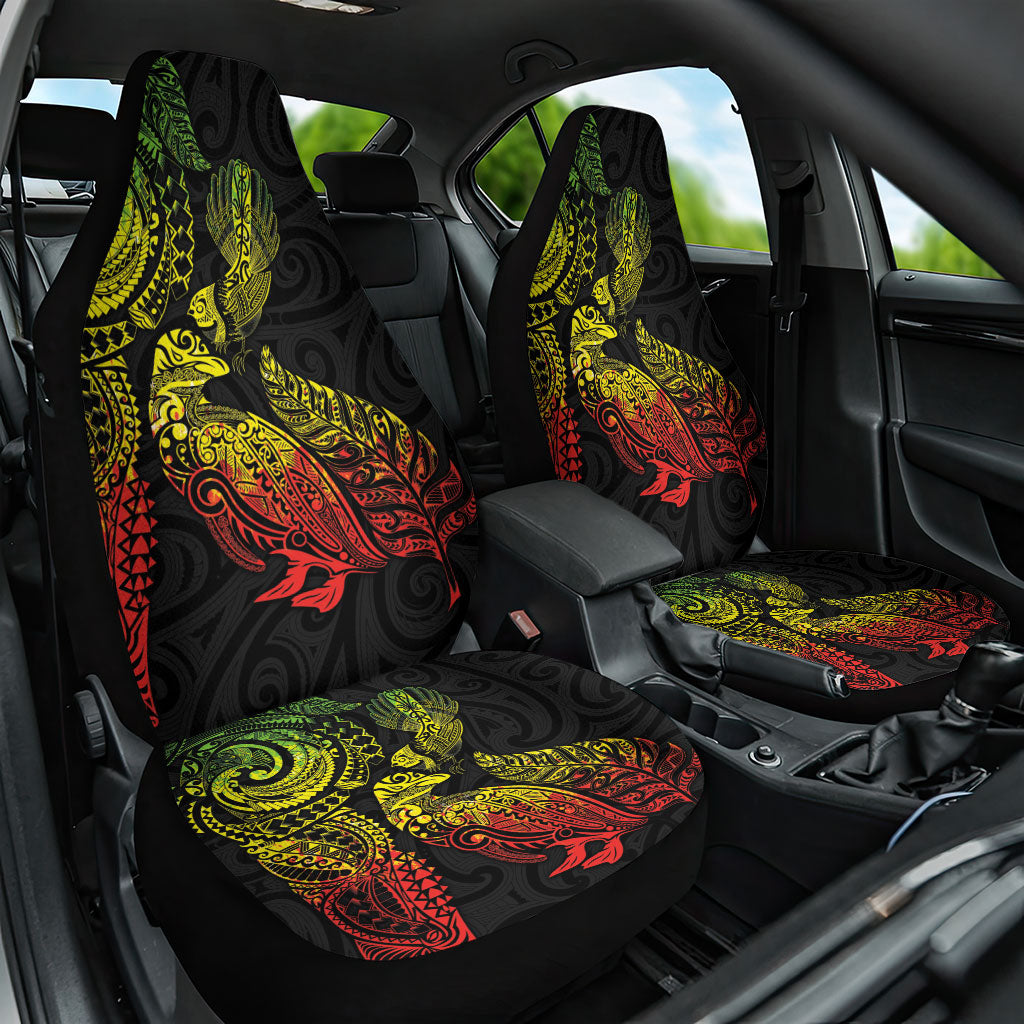 Aotearoa Moko Tribal Tattoo Car Seat Cover New Zealand Maori Penguin and Fantail Reggae Style LT03 One Size Multicolor - Polynesian Pride