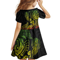 Aotearoa Moko Tribal Tattoo Family Matching Long Sleeve Bodycon Dress and Hawaiian Shirt New Zealand Maori Penguin and Fantail Reggae Style LT03 - Polynesian Pride