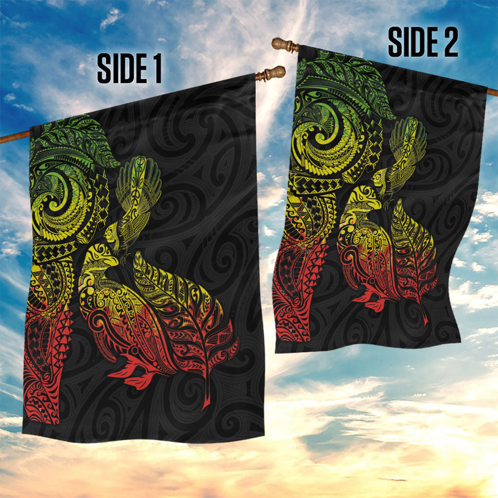 Aotearoa Moko Tribal Tattoo Garden Flag New Zealand Maori Penguin and Fantail Reggae Style LT03 - Polynesian Pride
