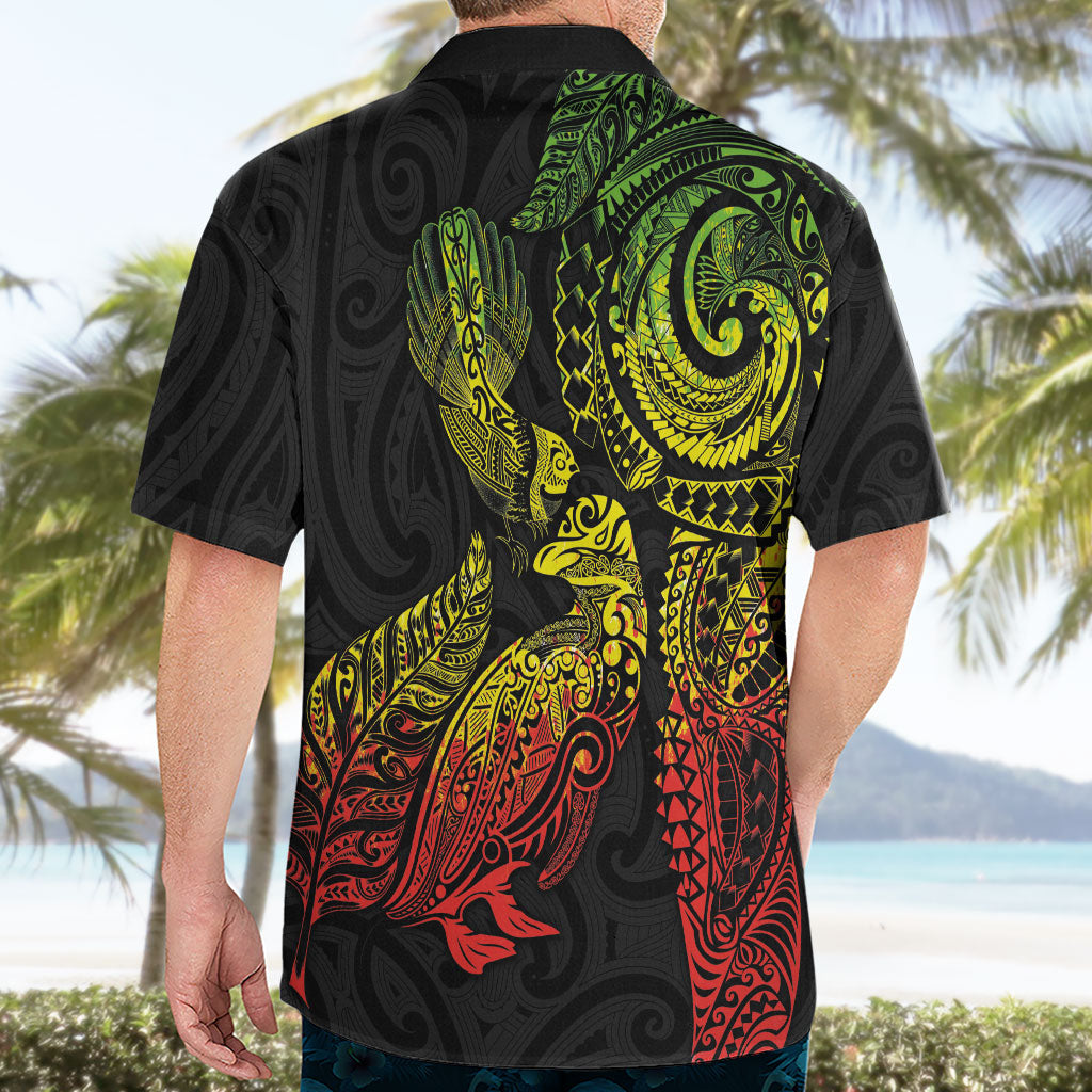 Aotearoa Moko Tribal Tattoo Hawaiian Shirt New Zealand Maori Penguin and Fantail Reggae Style LT03 - Polynesian Pride