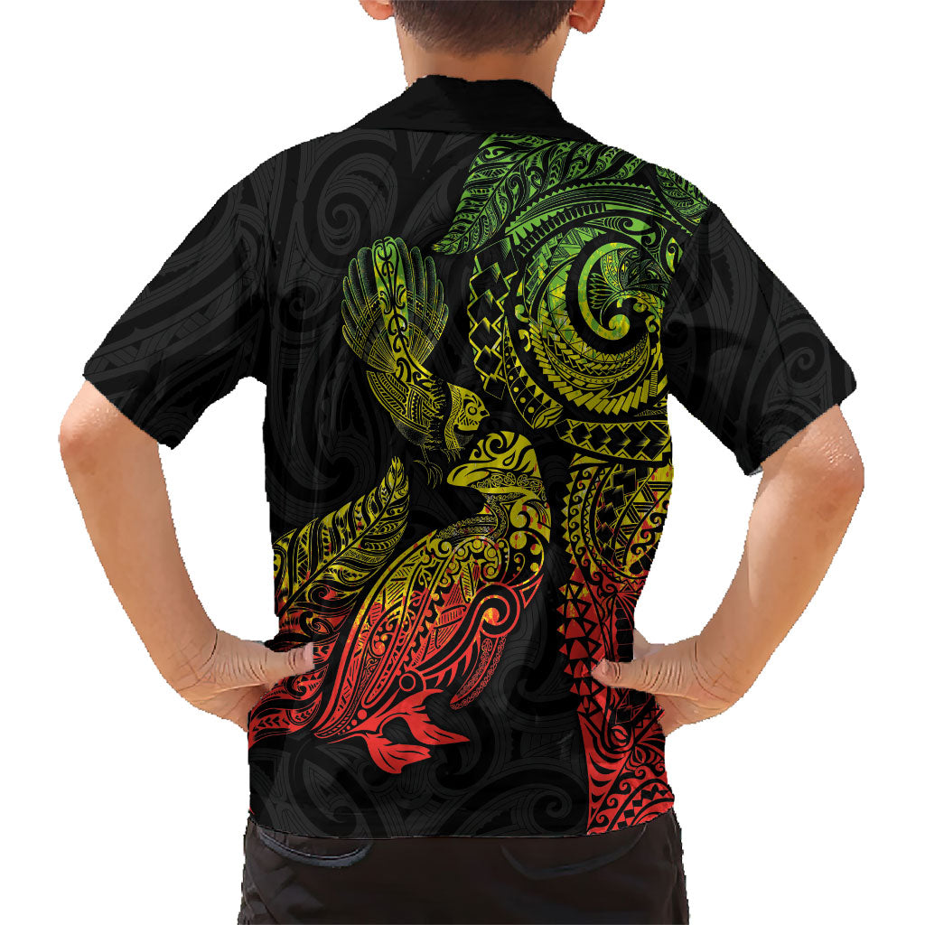 Aotearoa Moko Tribal Tattoo Hawaiian Shirt New Zealand Maori Penguin and Fantail Reggae Style LT03 - Polynesian Pride