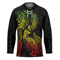 Aotearoa Moko Tribal Tattoo Hockey Jersey New Zealand Maori Penguin and Fantail Reggae Style LT03 Unisex Multicolor - Polynesian Pride