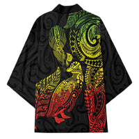 Aotearoa Moko Tribal Tattoo Kimono New Zealand Maori Penguin and Fantail Reggae Style