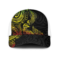 Aotearoa Moko Tribal Tattoo Mesh Trucker Cap New Zealand Maori Penguin and Fantail Reggae Style