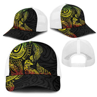 Aotearoa Moko Tribal Tattoo Mesh Trucker Cap New Zealand Maori Penguin and Fantail Reggae Style