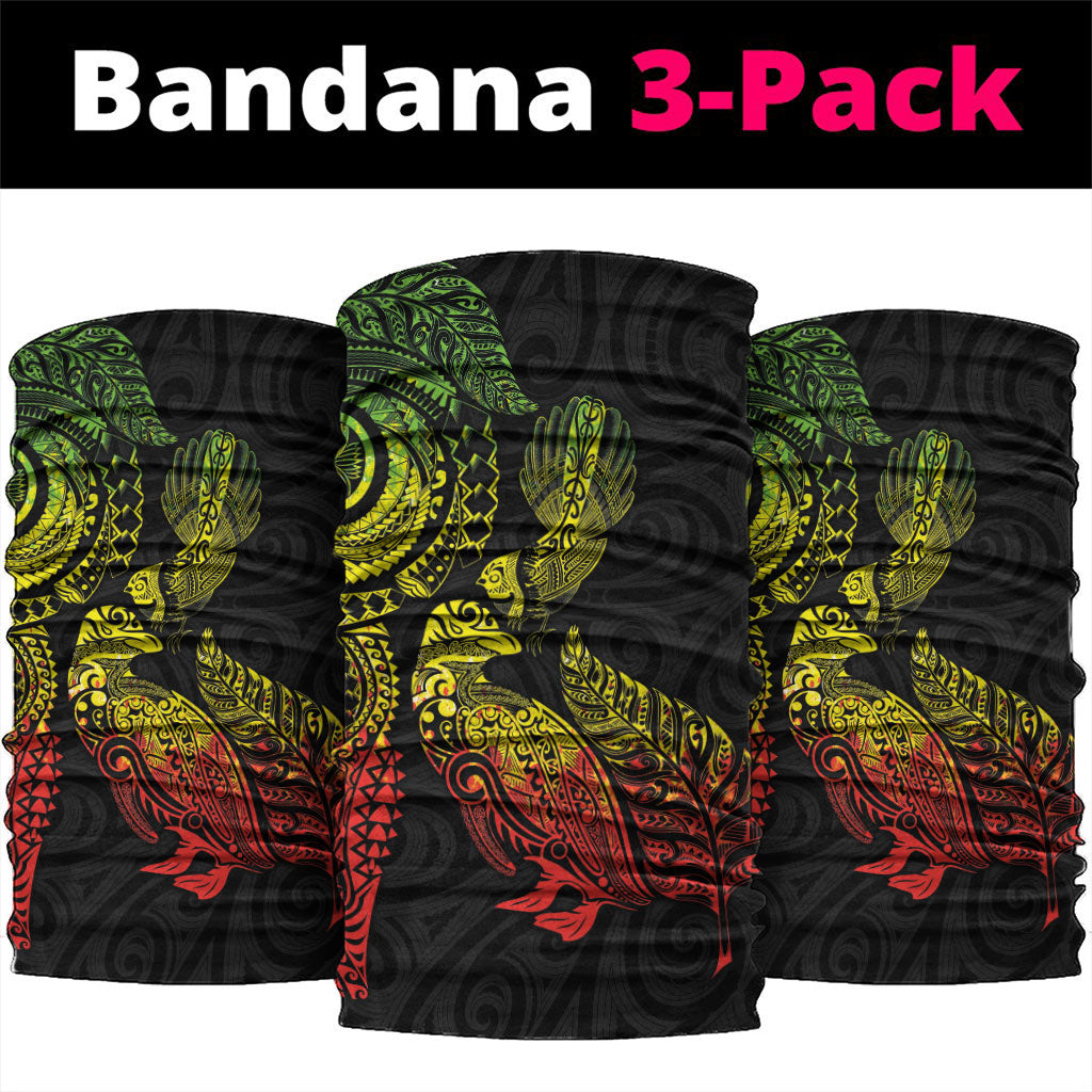 Aotearoa Moko Tribal Tattoo Neck Gaiter New Zealand Maori Penguin and Fantail Reggae Style