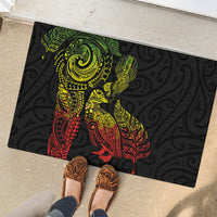 Aotearoa Moko Tribal Tattoo Rubber Doormat New Zealand Maori Penguin and Fantail Reggae Style