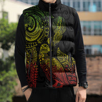 Aotearoa Moko Tribal Tattoo Sleeveless Puffer Jacket New Zealand Maori Penguin and Fantail Reggae Style