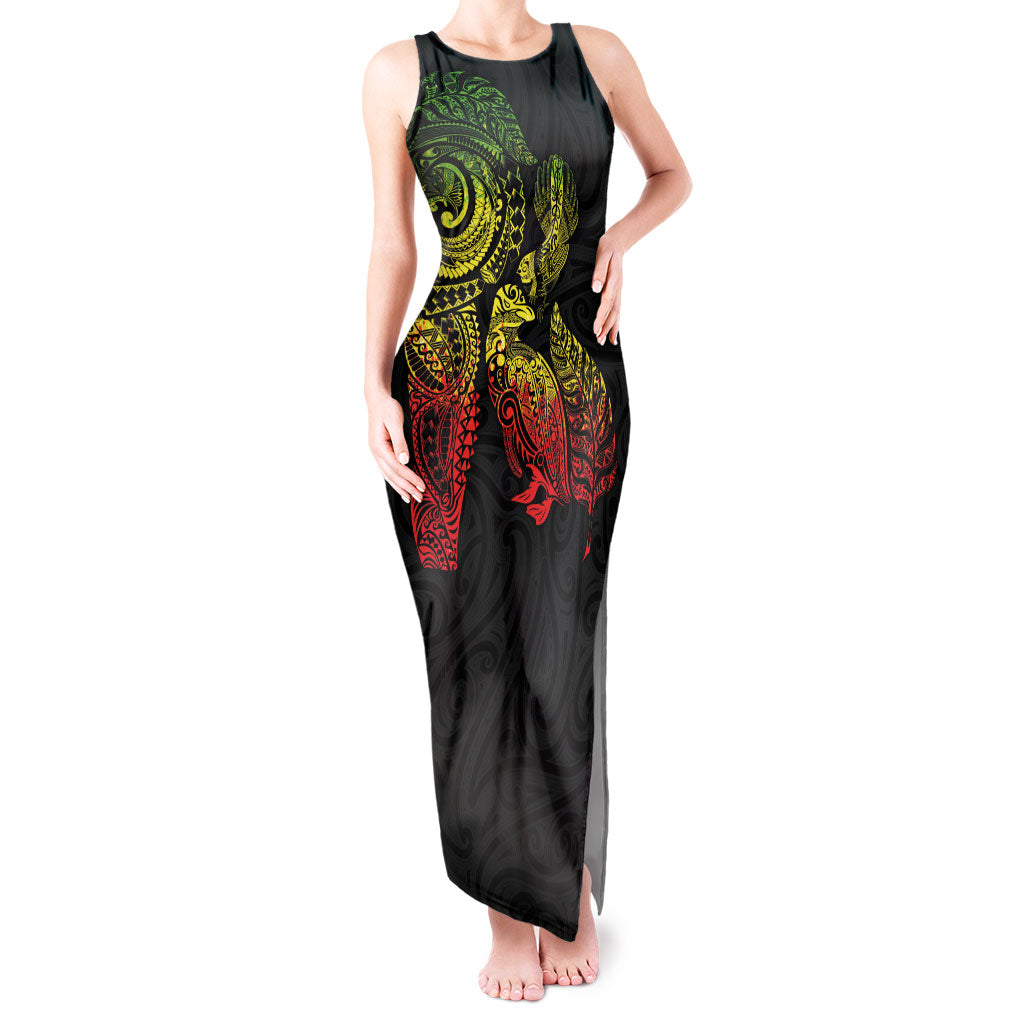 Aotearoa Moko Tribal Tattoo Tank Maxi Dress New Zealand Maori Penguin and Fantail Reggae Style