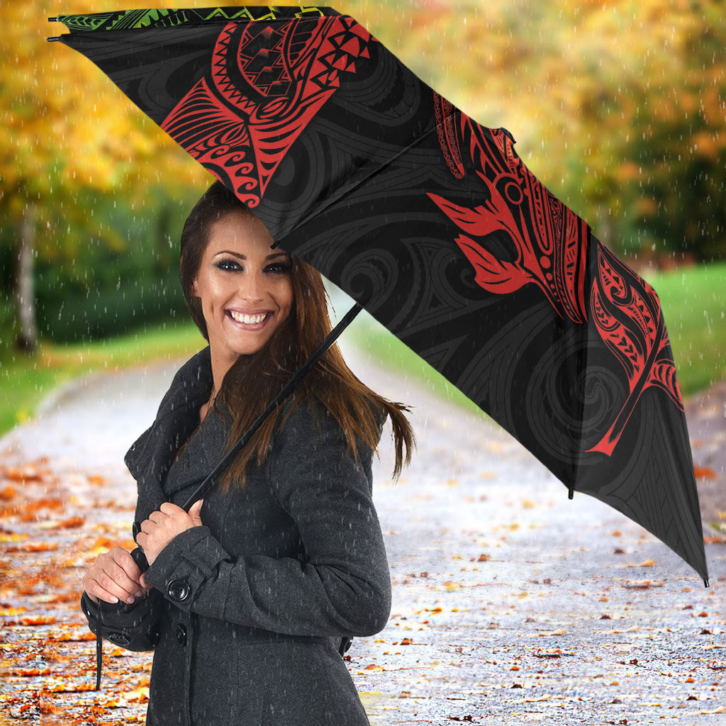 Aotearoa Moko Tribal Tattoo Umbrella New Zealand Maori Penguin and Fantail Reggae Style