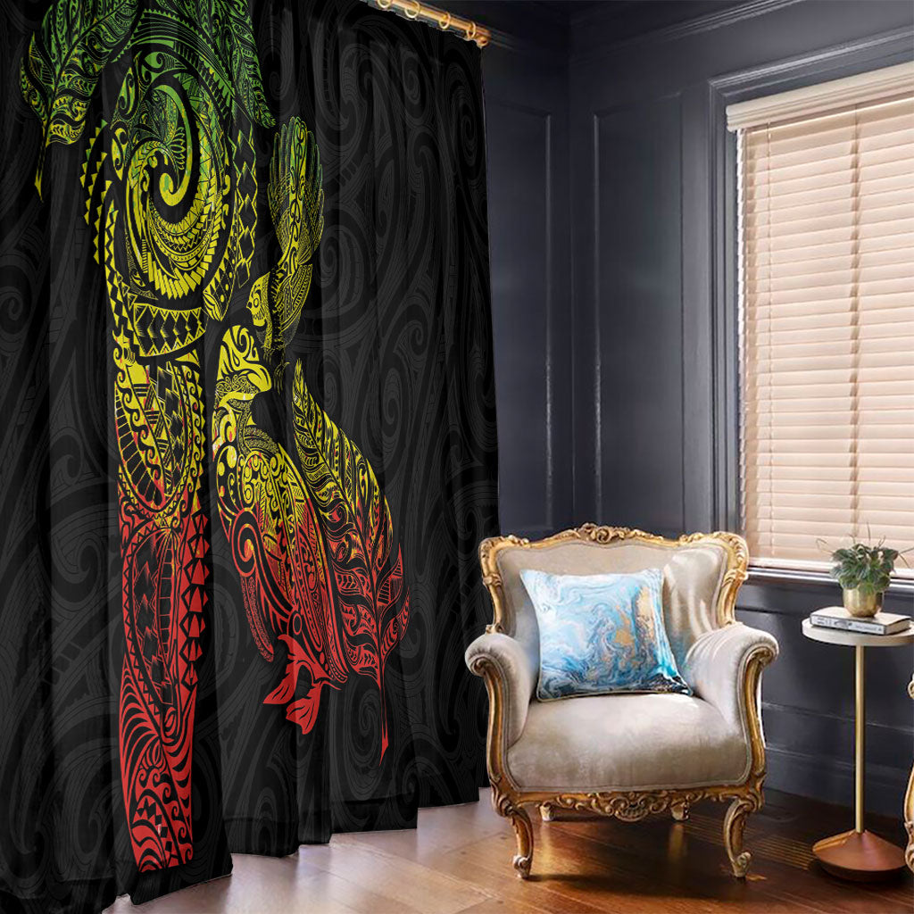 Aotearoa Moko Tribal Tattoo Window Curtain New Zealand Maori Penguin and Fantail Reggae Style LT03 - Polynesian Pride