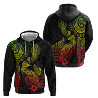 Aotearoa Moko Tribal Tattoo Zip Hoodie New Zealand Maori Penguin and Fantail Reggae Style LT03 - Polynesian Pride