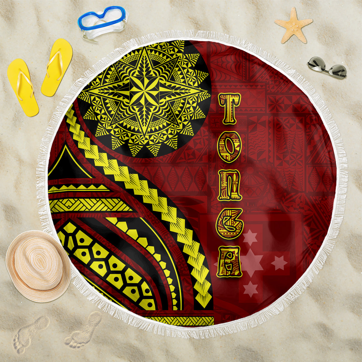 Kolisi Tonga Atele Beach Blanket Ngatu and Polynesian Pattern