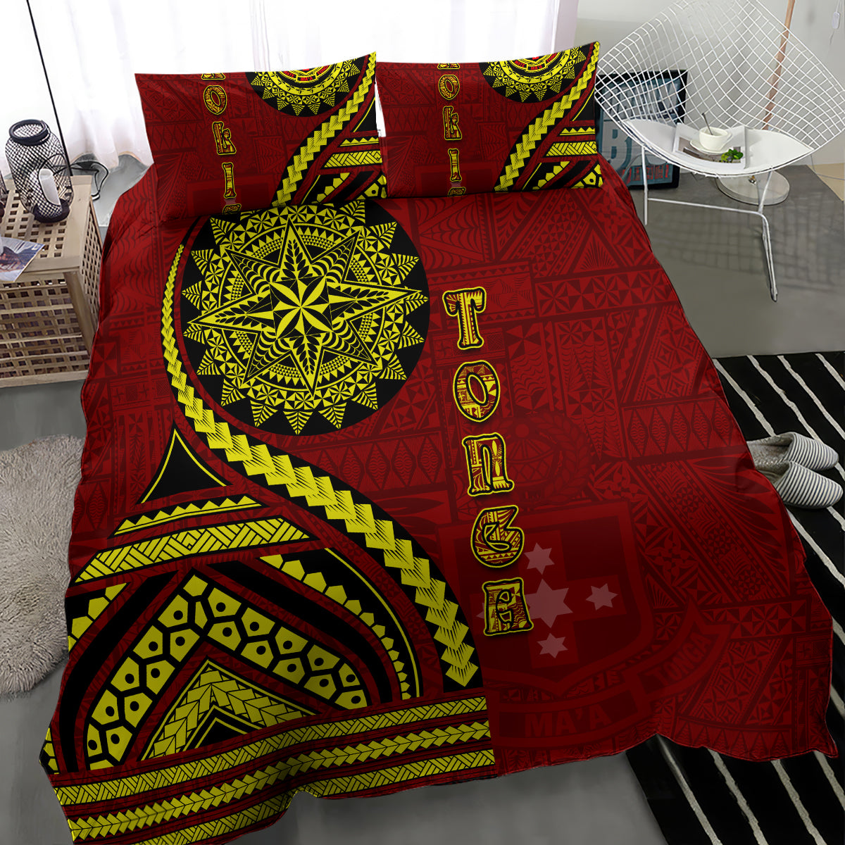 Kolisi Tonga Atele Bedding Set Ngatu and Polynesian Pattern